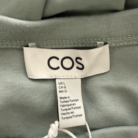 NWT COS Contrast Panel Cotton Sleeveless Sage Green Maxi Dress Size L - Picture 10 of 16